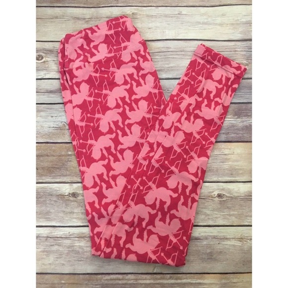 ♥️ NWT LulaRoe OS Women’s Leggings Pink Cupid Arrow Love Valentines Day NEW LLR - Picture 1 of 3